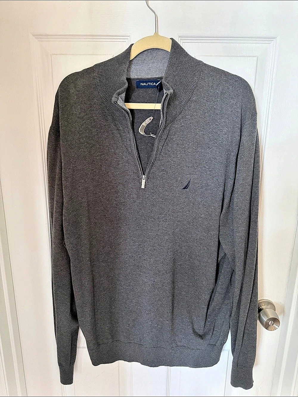 Nautica 1/4 Zip Mockneck Sweater Men's Gray XL